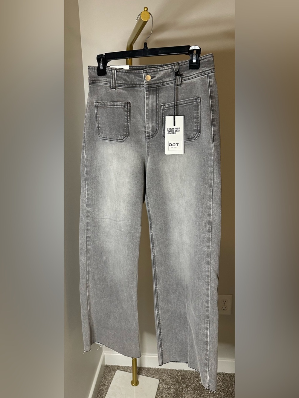 NWT! Oat Women’s High-Rise Wide Leg Jeans — Washed Gray